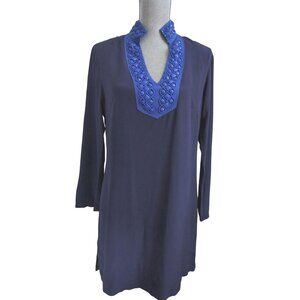 Sail‎ To Sable Silk Tunic Dress S Blue Preppy Coastal Resort Wear Quiet Luxury